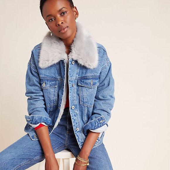 Pilcro Faux Fur Denim Jacket 